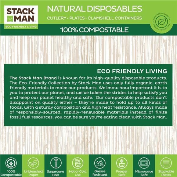 100%Compostable Paper Plates,HeavyDuty Disposable Plates [125-Pack] 9Inch Plates - Picture 5 of 8